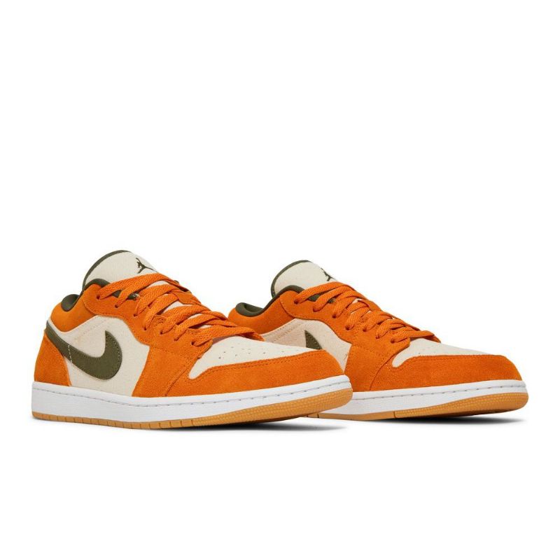 Air Jordan 1 Low Se Fehér Olívazöld Narancssárga Férfi Cipő