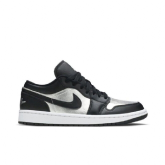 Air Jordan 1 Low Se Fekete Ezüst Fehér Női Cipő