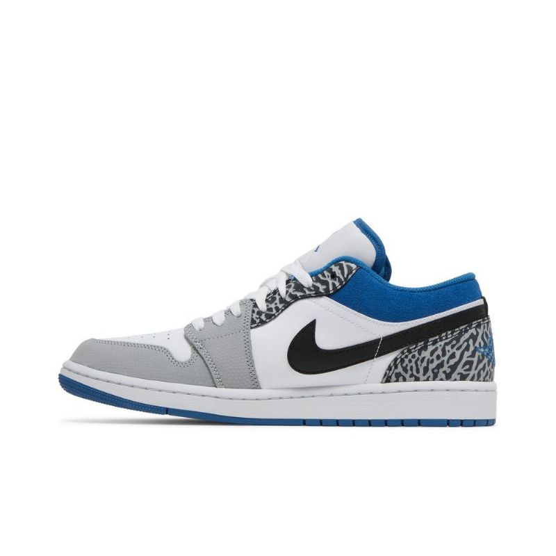Air Jordan 1 Low Se Kék Fehér Szürke Fekete Férfi Cipő