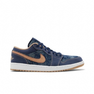 Air Jordan 1 Low Se Sötétkék Barna Férfi Cipő