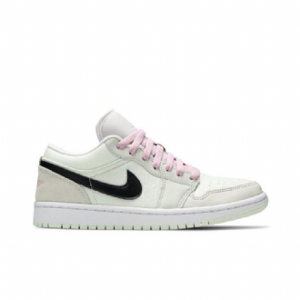 Air Jordan 1 Low Se Zöld Fekete Rózsaszín Női Cipő