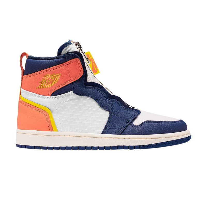 Air Jordan 1 Magas Cipzáras Fehér Kék Narancssárga Női Cipő