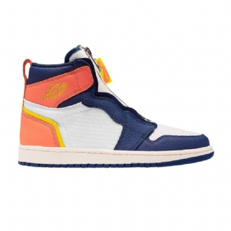 Air Jordan 1 Magas Cipzáras Fehér Kék Narancssárga Női Cipő