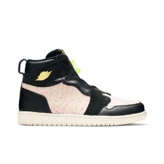 Air Jordan 1 Magas Cipzáras Fekete Rózsaszín Arany Női Cipő
