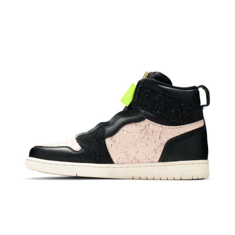 Air Jordan 1 Magas Cipzáras Fekete Rózsaszín Arany Női Cipő