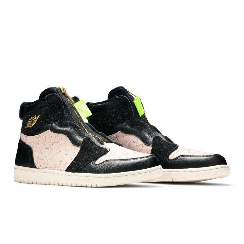 Air Jordan 1 Magas Cipzáras Fekete Rózsaszín Arany Női Cipő