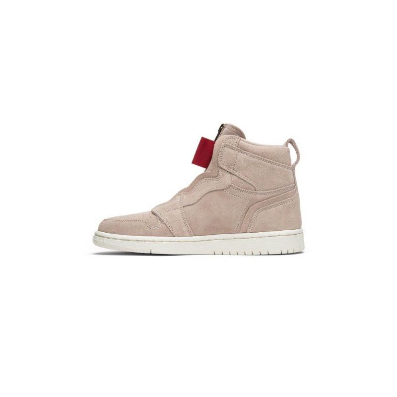 Air Jordan 1 Magas Cipzáros Bézs Piros Fehér Női Cipő