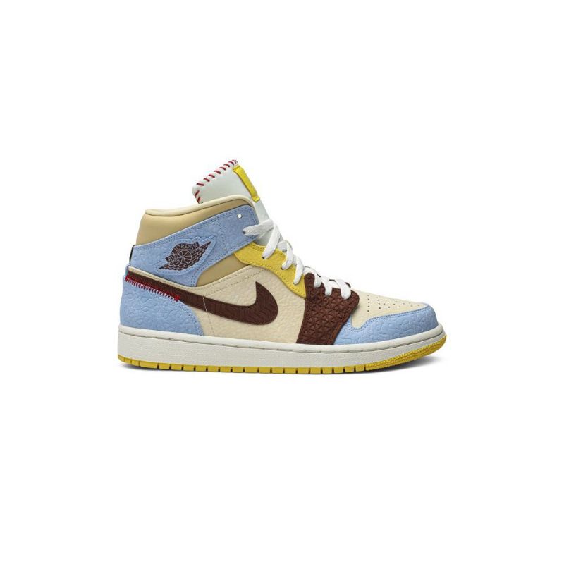 Air Jordan 1 Maison Chateau Rouge Mid Se Kék Barna Bézs Férfi Cipő