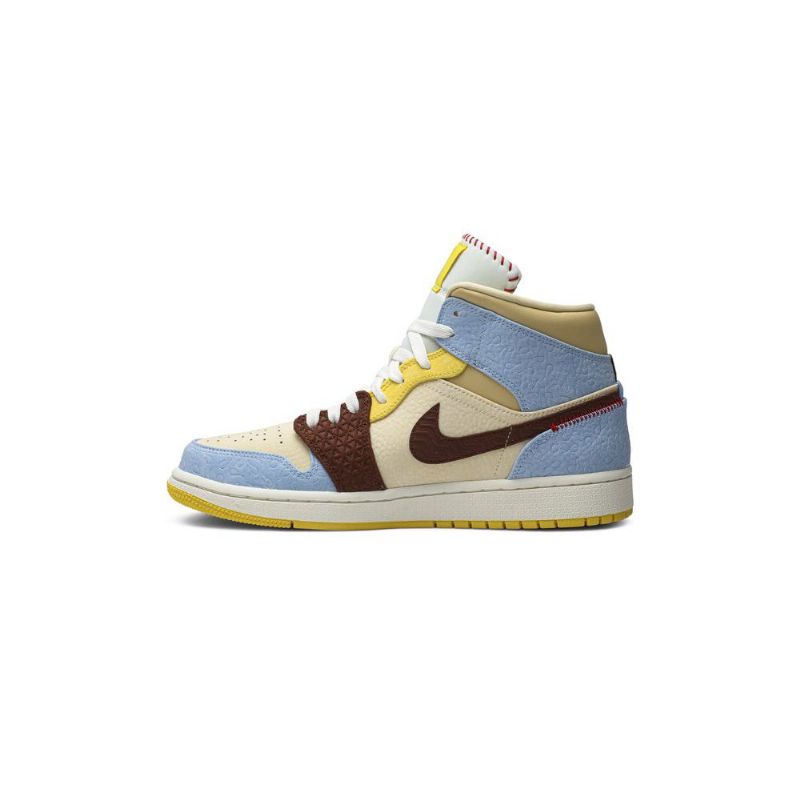 Air Jordan 1 Maison Chateau Rouge Mid Se Kék Barna Bézs Férfi Cipő