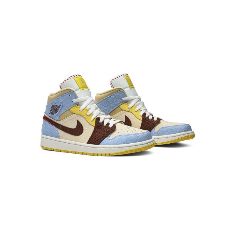 Air Jordan 1 Maison Chateau Rouge Mid Se Kék Barna Bézs Férfi Cipő