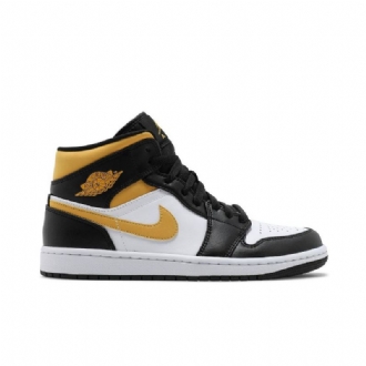 Air Jordan 1 Mid Fehér Fekete Gold Férfi Cipők