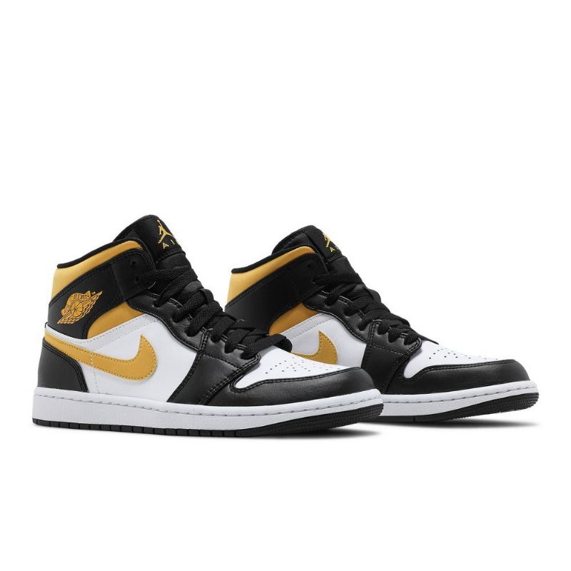 Air Jordan 1 Mid Fehér Fekete Gold Férfi Cipők