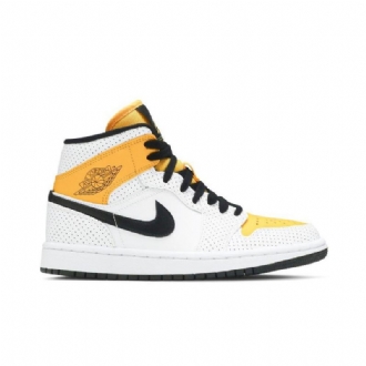 Air Jordan 1 Mid Fehér Gold Fekete Női Cipő