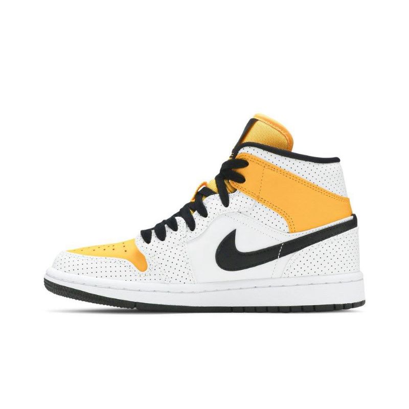 Air Jordan 1 Mid Fehér Gold Fekete Női Cipő