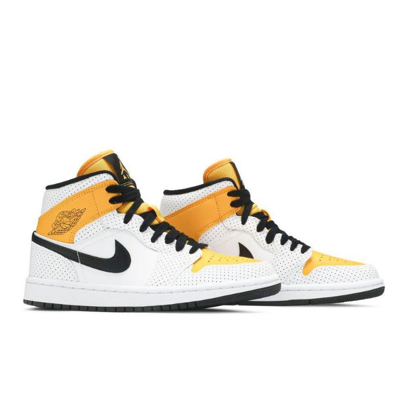 Air Jordan 1 Mid Fehér Gold Fekete Női Cipő