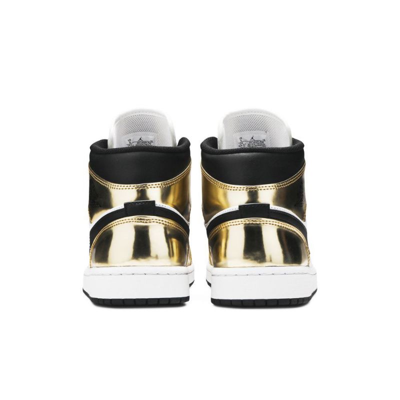 Air Jordan 1 Mid Se Arany Fekete Fehér Férfi Cipő