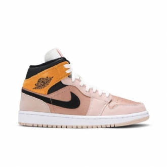 Air Jordan 1 Mid Se Bézs Arany Fekete Fehér Női Cipő