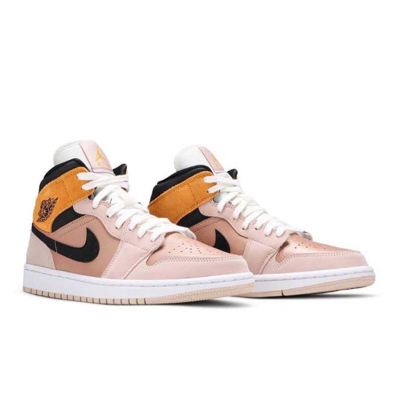 Air Jordan 1 Mid Se Bézs Arany Fekete Fehér Női Cipő