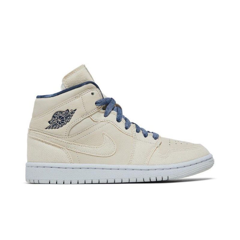 Air Jordan 1 Mid Se Bézs Sötétkék Női Cipő