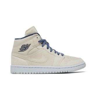 Air Jordan 1 Mid Se Bézs Sötétkék Női Cipő