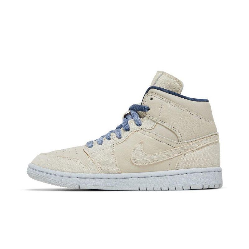Air Jordan 1 Mid Se Bézs Sötétkék Női Cipő