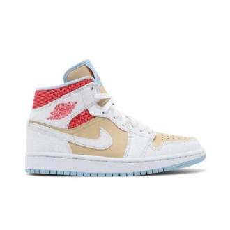 Air Jordan 1 Mid Se Fehér Barna Piros Kék Női Cipők