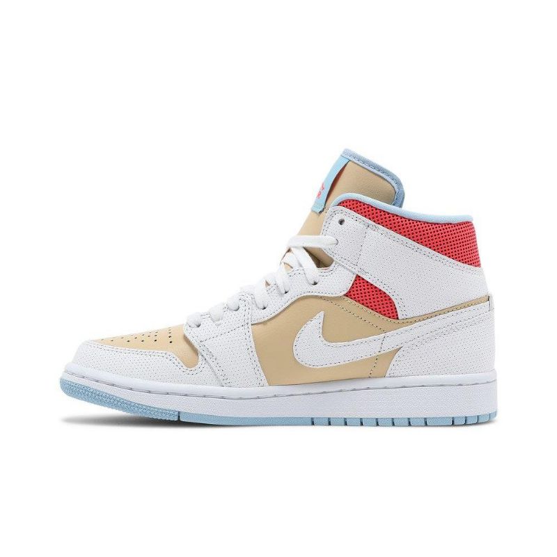 Air Jordan 1 Mid Se Fehér Barna Piros Kék Női Cipők