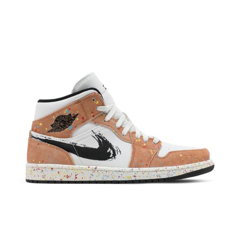 Air Jordan 1 Mid Se Fehér Fekete Barna Férfi Cipő