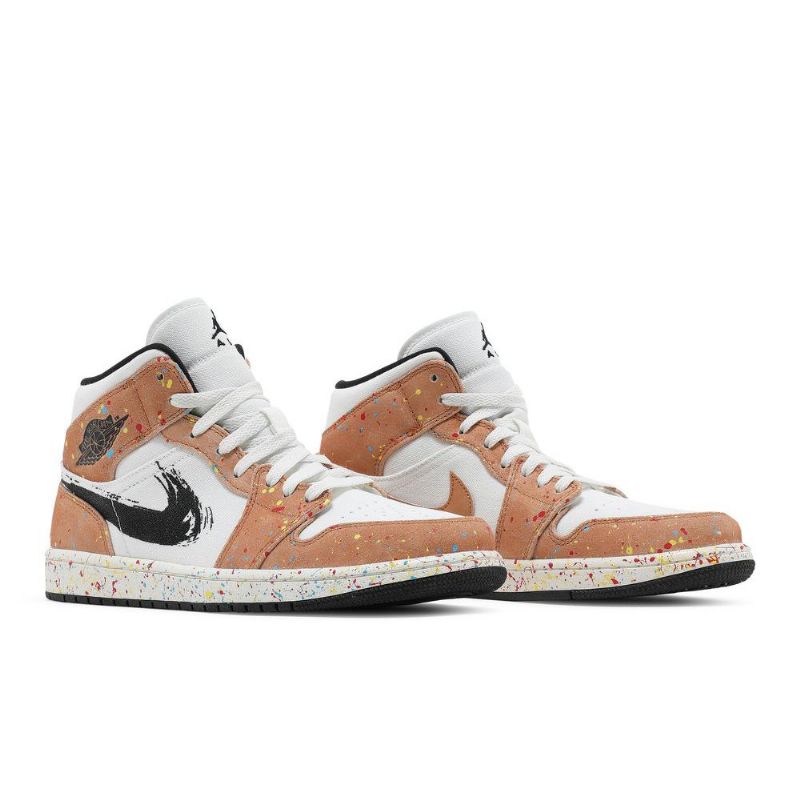 Air Jordan 1 Mid Se Fehér Fekete Barna Férfi Cipő