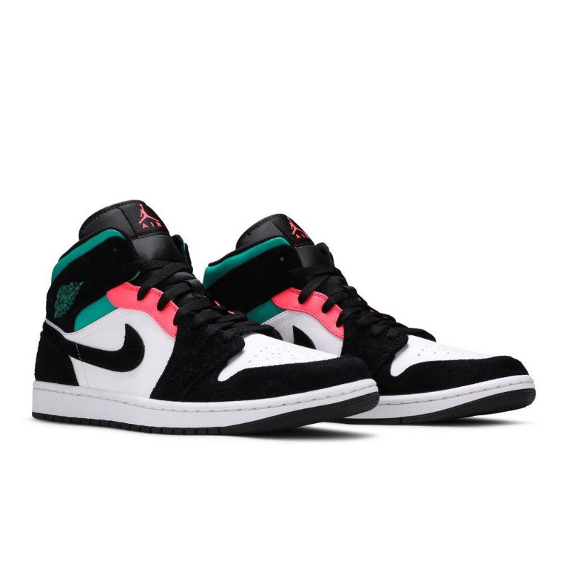 Air Jordan 1 Mid Se Fehér Fekete Kék Rózsaszín Férfi Cipő