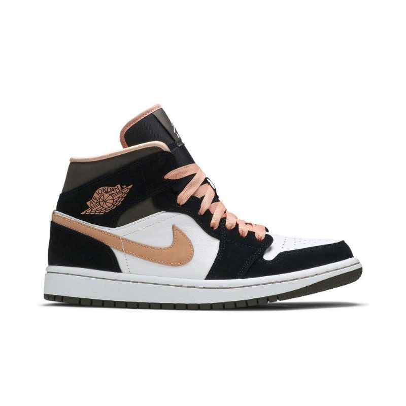 Air Jordan 1 Mid Se Fehér Fekete Rózsaszín Női Cipő