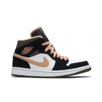 Air Jordan 1 Mid Se Fehér Fekete Rózsaszín Női Cipő