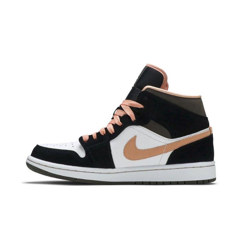 Air Jordan 1 Mid Se Fehér Fekete Rózsaszín Női Cipő