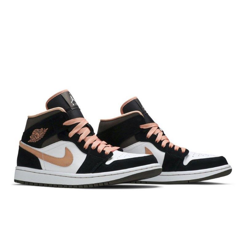Air Jordan 1 Mid Se Fehér Fekete Rózsaszín Női Cipő