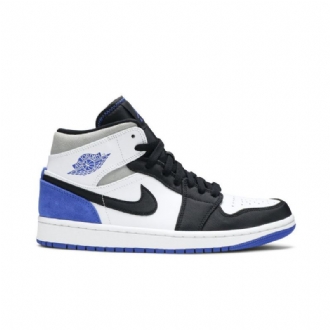 Air Jordan 1 Mid Se Fehér Fekete Szürke Kék Férfi Cipő
