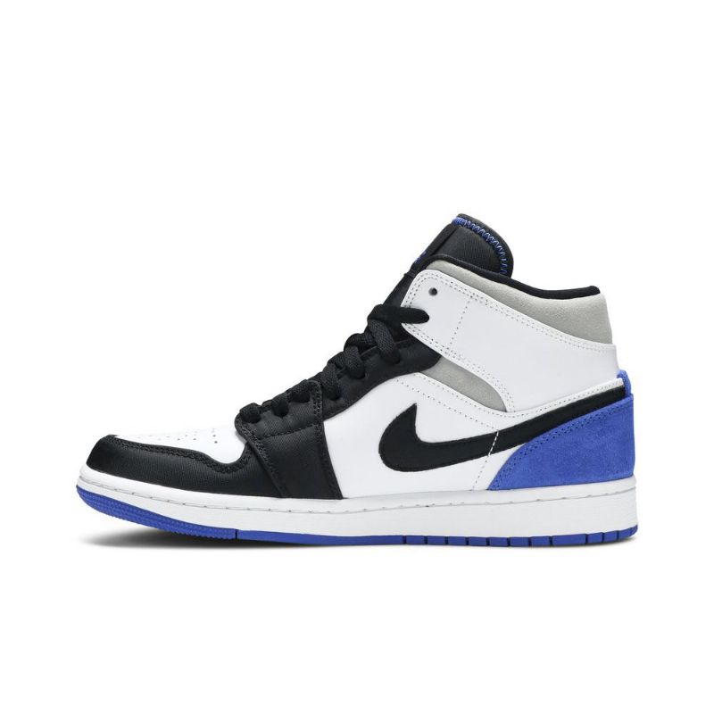 Air Jordan 1 Mid Se Fehér Fekete Szürke Kék Férfi Cipő