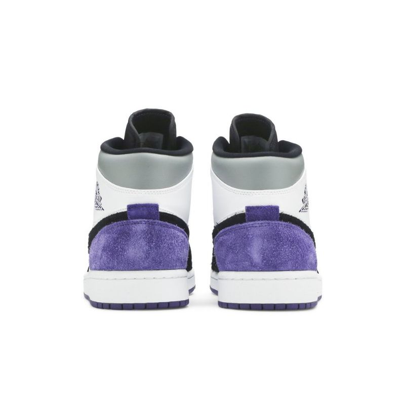 Air Jordan 1 Mid Se Fehér Fekete Szürke Lila Férfi Cipő