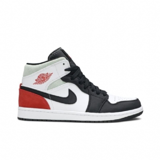 Air Jordan 1 Mid Se Fehér Fekete Szürke Piros Férfi Cipő