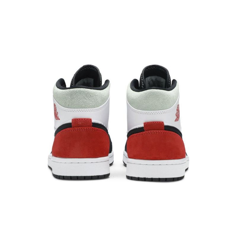 Air Jordan 1 Mid Se Fehér Fekete Szürke Piros Férfi Cipő