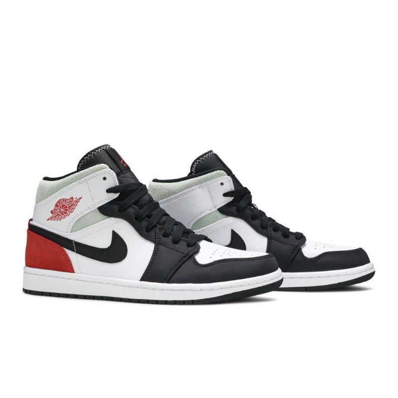Air Jordan 1 Mid Se Fehér Fekete Szürke Piros Férfi Cipő