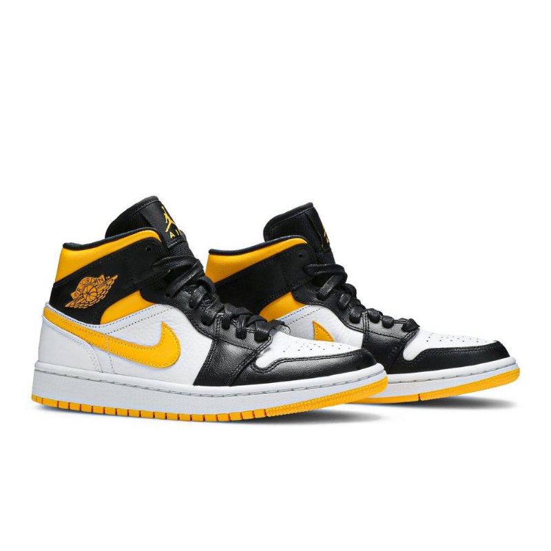Air Jordan 1 Mid Se Fehér Narancssárga Fekete Női Cipő