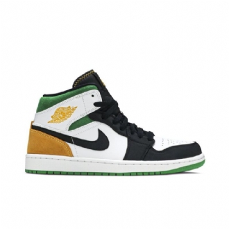 Air Jordan 1 Mid Se Fehér Narancssárga Fekete Zöld Férfi Cipő