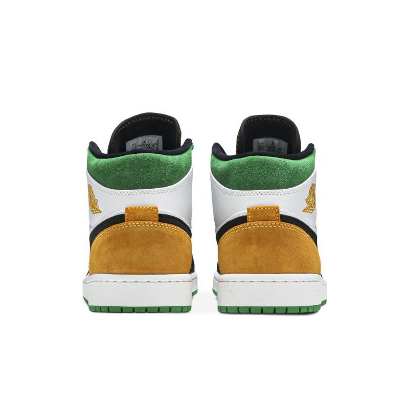 Air Jordan 1 Mid Se Fehér Narancssárga Fekete Zöld Férfi Cipő