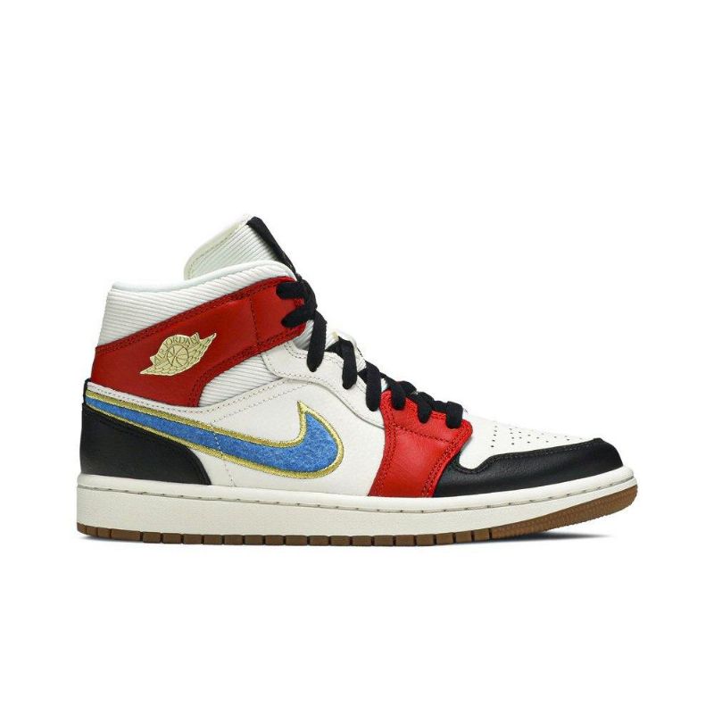 Air Jordan 1 Mid Se Fehér Piros Fekete Arany Női Cipő