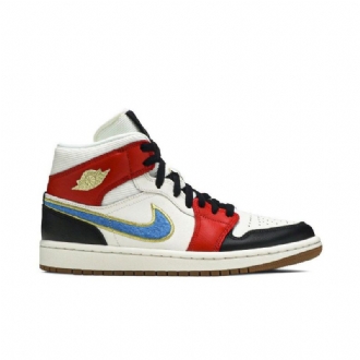 Air Jordan 1 Mid Se Fehér Piros Fekete Arany Női Cipő