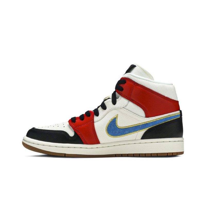 Air Jordan 1 Mid Se Fehér Piros Fekete Arany Női Cipő