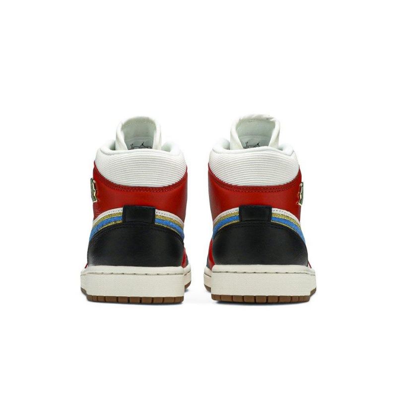 Air Jordan 1 Mid Se Fehér Piros Fekete Arany Női Cipő