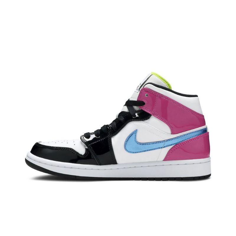 Air Jordan 1 Mid Se Fehér Rózsaszín Fekete Férfi Cipő
