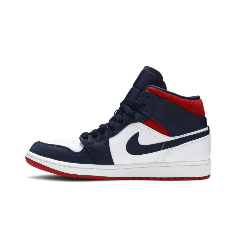 Air Jordan 1 Mid Se Fehér Sötétkék Piros Férfi Cipő