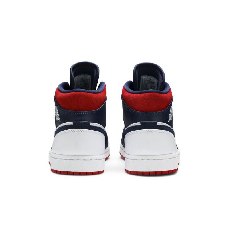 Air Jordan 1 Mid Se Fehér Sötétkék Piros Férfi Cipő
